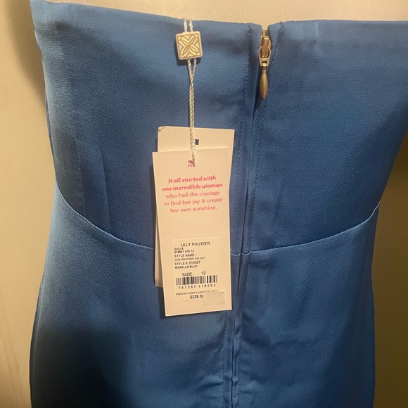 Lilly Pulitzer nwt carolyn strapless bow satin dress in morelle blue . - Picture 5 of 7